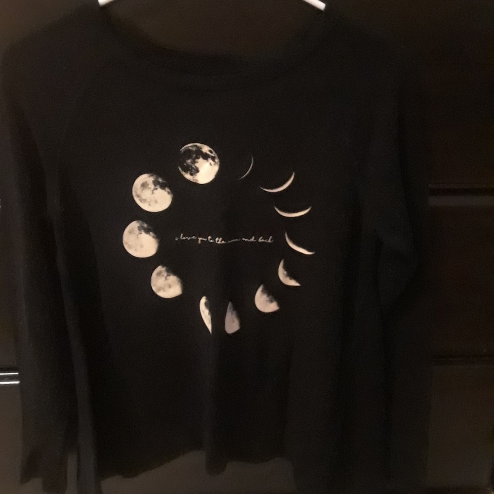 Black flowing Shirt with Moon Phases